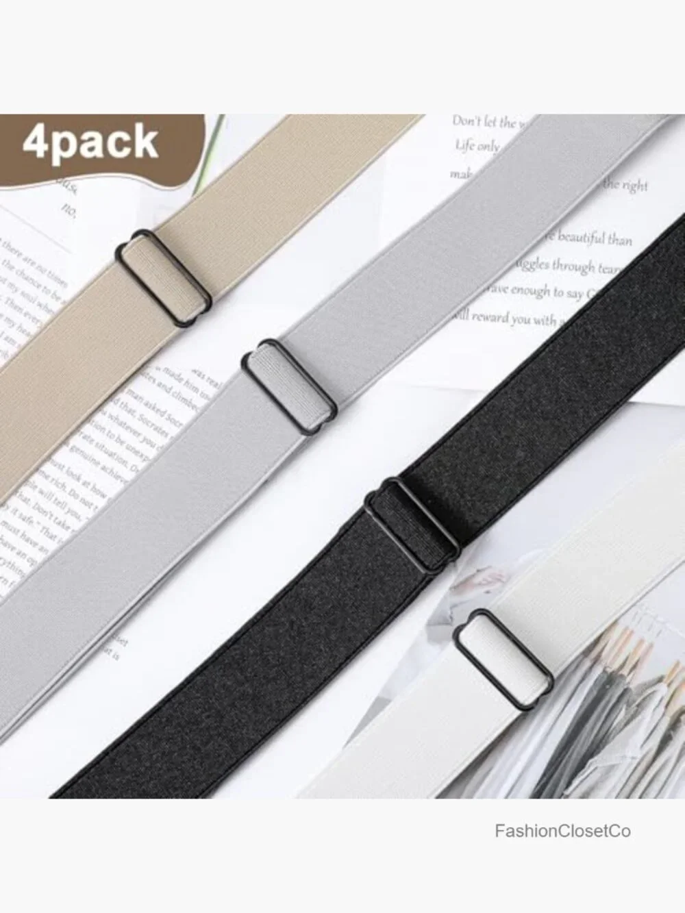 Set of 4 Invisible No Show Stretch Belts with Flat Buckle